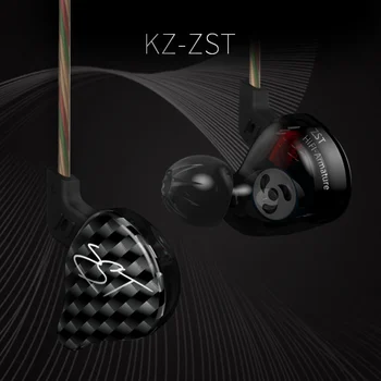 KZ ZST Farve Balanced Armature+Dynamic Hybrid Dual Driver HIFI Hovedtelefoner Øretelefoner Bas Headset In-ear Hovedtelefoner Med Mikrofon