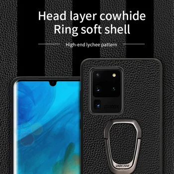 LANGSIDI støtteben phone case For samsung S20 plus s20 fe S10 note 20 ultra a51 M51 A21S Beslag Ægte læder magnet cover