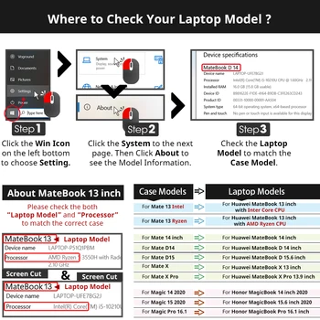 Laptop Case Til Huawei Matebook D14 D15 Crystal Mat Shell Dække Laptop taske For Magicbook Ære Mate bog 13 14 16.1 Sag