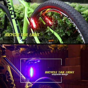 LED-Bike baglygte Rød & Blå USB-Genopladelig Vandtæt Super Lyse Mp-Emergency Light