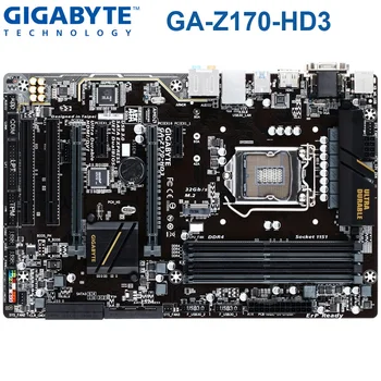 LGA 1151 DDR4 Gigabyte GA-Z170-HD3 Bundkort Core i7/i5/i3 PCI-E 3.0 USB3.0 M. 2-Skrivebordet Gigabyte Z170 Mainbaord DDR4 1151 Brugt