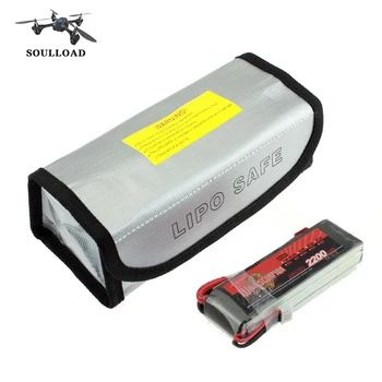 LiPo Batteri Sikkerhed Bag Safe Guard Afgift Sæk eksplosionssikker Taske Store 185*75*60mm Sølv RC Tilbehør