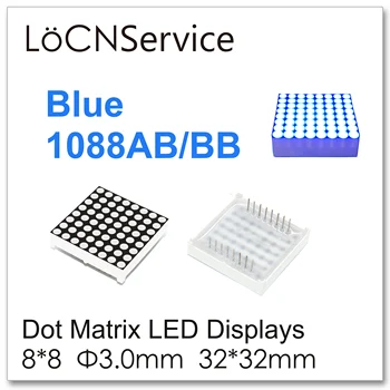 LoCNService 50STK Blå 1088 8x8 3mm 32x32mm 1088AB 1088BB Dot Matrix LED Displays Modul Digital Tube 8*8