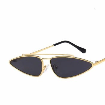 Luksus Solbriller Kvinder 2019 Nye Dobbelt Metal Ramme Vintage solbriller Mænd Nuancer Helt Små Cat Eye Trekant Briller UV400