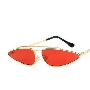 Luksus Solbriller Kvinder 2019 Nye Dobbelt Metal Ramme Vintage solbriller Mænd Nuancer Helt Små Cat Eye Trekant Briller UV400