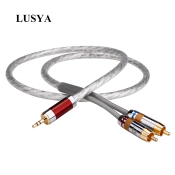 Lusya 1stk Sterling Sølv Computer Amp Højttaler Audio Kabel 3,5 mm Til 2RCA Et minut, to Audio-Kabel T0479