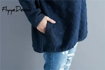 Løs Efterår og Vinter Sweatshirt Kvinder 2020 Casual Blå langærmet 3D-Tegnefilm Store Sweatshirt Kvindelige Pullover Plus Size Tøj