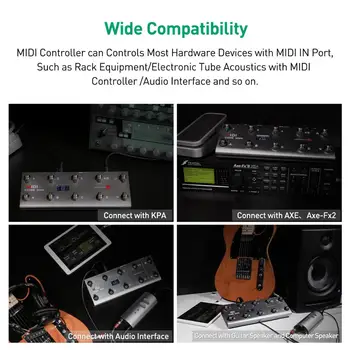 MIDI-Chef Guitar Pedal Bærbare USB-MIDI Foot Controller Med 10 Fods Skifter Matchede TS Mini Audio Interface til lydkort