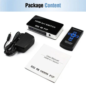 Mini 4K-4-Port HDMI-PIP Skift 4x1 HDMI Switch PIP Støtte Billede-I-Billede Skift HDMI-PIP Med IR Fjernbetjening Til PS4