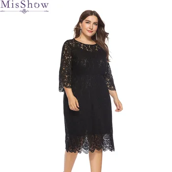 MisShow sort cocktail kjole plus størrelse 3/4 Ærme Kort Formel part kjole Billige knæet længde elegante mode cocktail kjoler