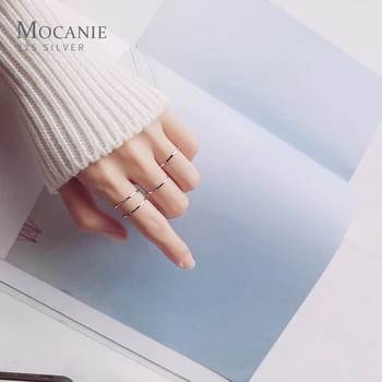 Mocanie Klassiske 925 Sterling Sølv Enkel Stabelbar Slank Åbne Justerbar Finger Ring for Kvinder Korea Stil Fine Smykker Gave