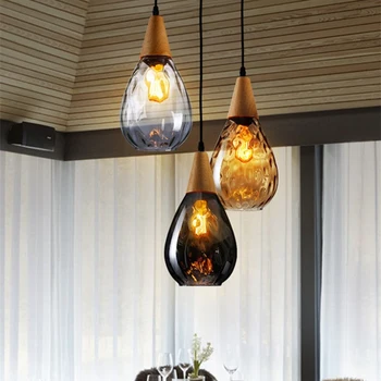 Moderne brunt glas og LED Vedhæng Lys til stuen cafe kontor vintage Europæiske rustik farve hånd blæst glas pendel lampe