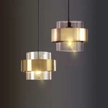 Moderne guld Cylindriske glas små vedhæng lys Enkle nordiske lys Stue og Spisestue med glans køkken glas hængende lampe