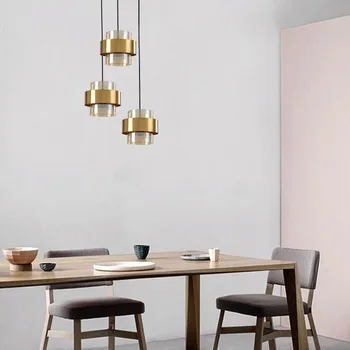 Moderne guld Cylindriske glas små vedhæng lys Enkle nordiske lys Stue og Spisestue med glans køkken glas hængende lampe