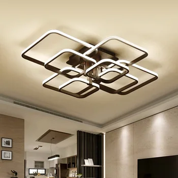 Moderne LED-Lysekrone Lys Inventar Til stuen Home Decor Sort Soveværelse Lamper Med Fjernbetjening Dæmpbar Spise Lustre