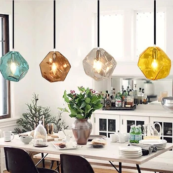 Moderne minimalistisk personlighed farvet glas vedhæng lys E14 kreative lampe til køkken stue soveværelse badeværelse restaurant