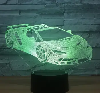 Multi Farver 3D Bil Nat Lampe Akryl Panel Bil Formen LED-Lys med 7 Farver Ændre Kontakt eller Fjernbetjening Drop Skib