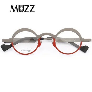 MUZZ Ren Titanium Rammer Mode insider Mænds Optisk runde Super Lille rim Briller Ramme høj nærsynethed Recept