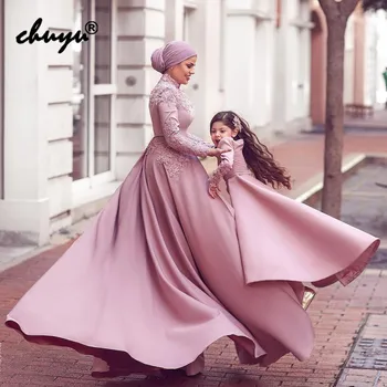 Mørk Pink Muslimske Aften Kjoler, Buksedragter Aftagelig Pynt Tørklæde Hijab Islamiske Dubai Saudi-Arabisk Aften Kjole Prom Dress