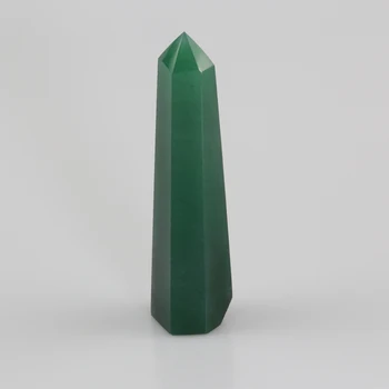 Naturlig Grøn Aventurin Kvartskrystal Wand Healing Perle Sten Rock Sekskant Obelisk Punkt Mineraler Prøve Feng Shui Home Decor