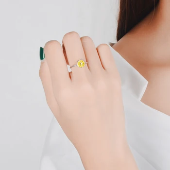 NEHZY 925 Sterling Sølv Ny Kvinde Fashion Smykker i Høj Kvalitet, Orange Crystal Citron Enkel Ring Størrelse Justerbar Ring