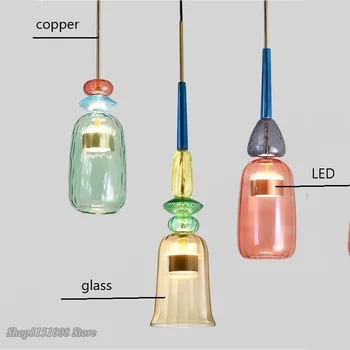 Nordic Color Slik Vedhæng Lys moderne Stue Soveværelse Børn værelses Glas ampel Deco Luminaira pendantlamp Armatur