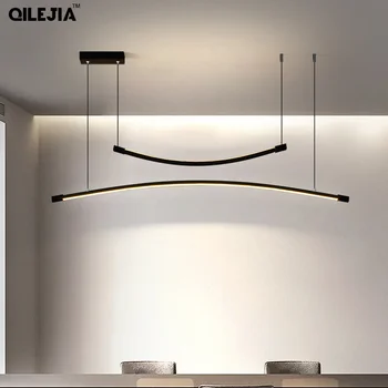 Nordisk lysekrone guld/sort moderne minimalistisk LED strip bar kreative personlighed kunst lys luksus bruser minimalistisk vedhæng lys