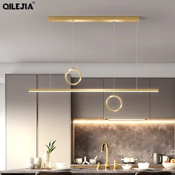 Nordisk lysekrone guld/sort moderne minimalistisk LED strip bar kreative personlighed kunst lys luksus bruser minimalistisk vedhæng lys
