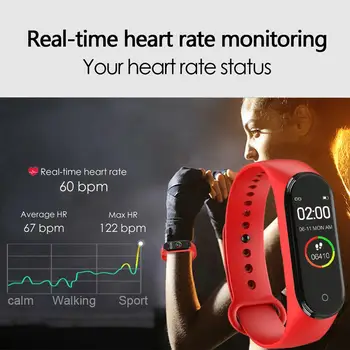 Ny M4 Smart Ur med puls, Blodtryk Overvågning Drenge og Piger Sundhed Armbånd Vandtæt Kvinder Mænd Fitness Tracker
