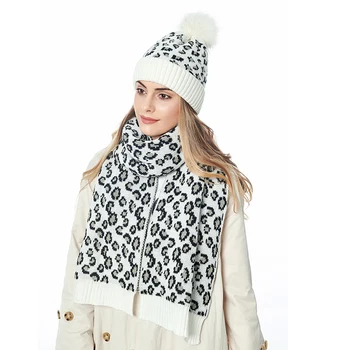 Ny mode varm hat leopard uld strikket hat ekstra store bold cap Kvinde Chunky Tyk Elastisk Hatte Sports Caps for kvinder