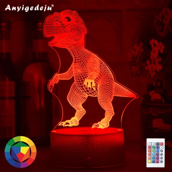 Nye 3D LED Nat Lys Lampe Dinosaur-Serien 16Color 3D-Nat lys-Fjernbetjeningen Bord Lamper, Legetøj, Gave Til børne Hjem Dekoration