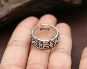 NYE! 925 Sølv Fengshui Spinning Ring Held Og Lykke Symbol Dreje Ringen Heldig Ring, Mand Smykker Gave