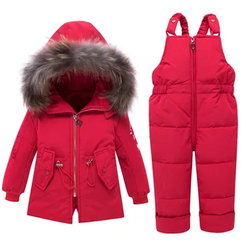 Nye Baby Pige tøj, drenge Tøj Sæt -25 Grad Rusland Kids Vinter Hooded Coat + Samlede barn Buksedragt Sne Børn Passer