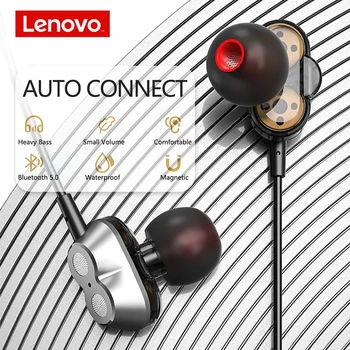 Nye Originale Lenovo HE08 HIFI Stereo Hovedtelefon 4 Højttalere med Dobbelt Dynamisk Trådløse Headset Bluetooth 5.0 Neckband Sport Kører