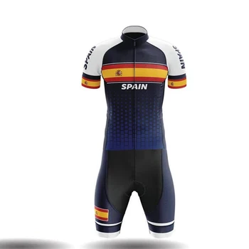 Nye Spanien cykling skinsuit mænd ropa ciclista hombre 2020 hurtig tør krop passer åndbar cykel buksedragt 20D gel triathlon dragt
