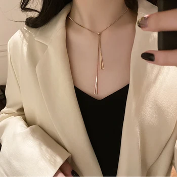 Nye Titanium Stål Farveløs Romertal Halskæde Kvindes Mode Guld Kravebenet Kæde Luksus koreanske Hals Kæde Smykker