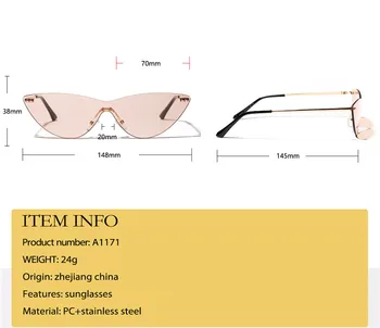 Nye Vintage Uindfattede Cat Eye Siamesiske Solbriller Kvinder Retro Gennemsigtig Pink Spejl Briller Til Kvinder oculos de sol UV400