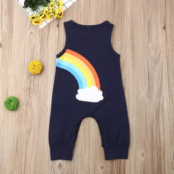 Nyfødte Baby Drenge Piger Rainbow Romper Bomuld Buksedragt Bukser, Ærmeløs Sunsuit Legedragter Tøj