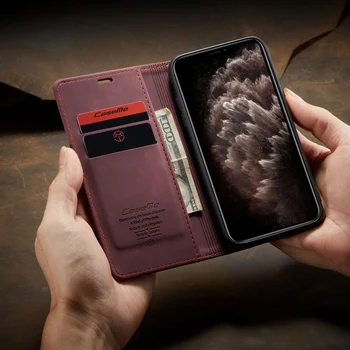 Original Wallet Læder Phone Case For iPhone-11 Pro Max Retro Magnetiske Kreditkort Stå Wallet taske Til iPhone 6 6s 7 8 Plus