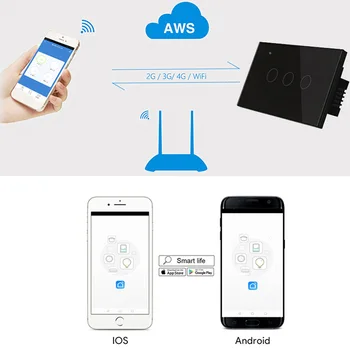 OS WIFI Smart Switch 1 2 3 4 Gang 1 2 3-Vejs Tuya Smart Home Alexa Google væglampe Trådløs Fjernbetjening Touch Skift