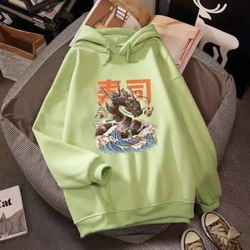 Overdimensionerede Hoodie Vintage Harajuku Afslappede Sweatshirts Med Hætter Lady Dragon Print Animationsfilm Pullover Hættetrøjer Hip Hop Fashion Streetwear