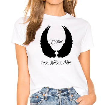 Overnaturlige breve T-shirt Dean Sam Winchester Sommeren Hvide t-shirts Kvinder Tee Nye Harajuku Kvindelige Street T-shirt, Toppe Tøj