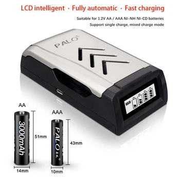 PALO 4STK NI-MH 1,2 V aa aa genopladelige batterier + 4STK 1,2 V aaa AAA genopladelige batteri+intelligent smart USB Batteri Oplader