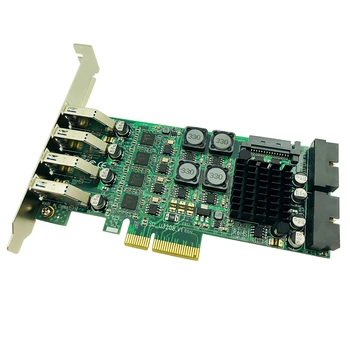 PCI Express PCI-E til USB 3.0-udvidelseskort Raiser 8 Ports USB 3.0-Controller, SATA Power Uafhængige 4-Kanal for Kameraet Server