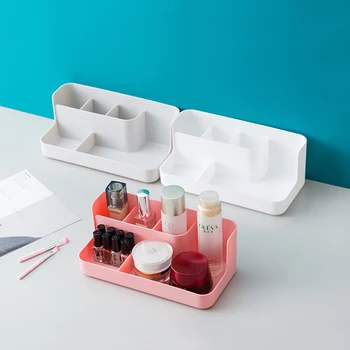 Plast Makeup Organizer Diverse Container Badeværelse Opbevaringsboks Kosmetiske Planlægning Office Desktop Makeup Smykker Opbevaringsboks