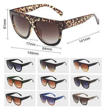 Psacss Vintage Overdimensionerede Solbriller Kvinder Mode Leopard solbriller til Kvinder Brand Designer UV400 Gradient Spejl gafas de sol