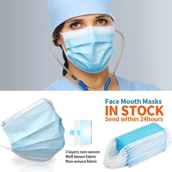 På Lager Anti Virus Maske Disponibel 3 Lag Filter Støvtæt Munden ansigtsmasker Beskyttende Factory outlet