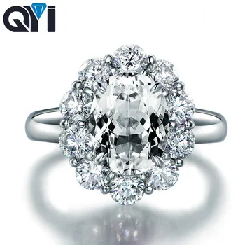 QYI 3 ct Oval Cut Halo-Ring For Kvinder, Bryllup, Engagement, Store sten Jubilæum Smykker 925 Sterling Sølv Cubic Zirconia Ring