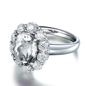 QYI 3 ct Oval Cut Halo-Ring For Kvinder, Bryllup, Engagement, Store sten Jubilæum Smykker 925 Sterling Sølv Cubic Zirconia Ring