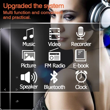 REDANT MP3-Afspiller, Bluetooth Med indbygget Højttaler 1,8 tommer Skærm, Touch Taster, FM-Radio, Voice Recorder E-Bog Lossless Hifi Musik